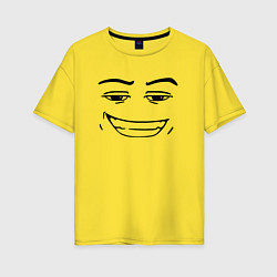 Футболка оверсайз женская Роблокс лицо улыбка, цвет: желтый