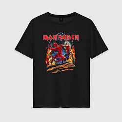 Футболка оверсайз женская Iron Maiden Run To The Hils, цвет: черный