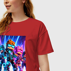 Футболка оверсайз женская Minecraft - characters ai art, цвет: красный — фото 2