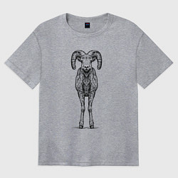 Футболка оверсайз женская Баран анфас, цвет: меланж