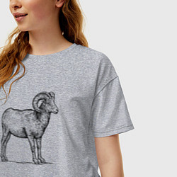 Футболка оверсайз женская Баран сбоку, цвет: меланж — фото 2