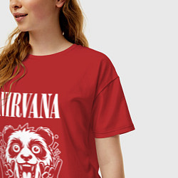 Футболка оверсайз женская Nirvana rock panda, цвет: красный — фото 2