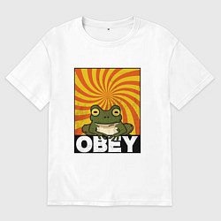 Футболка оверсайз женская Гипножаба по мотивам Футурама на оранжевом фоне, цвет: белый