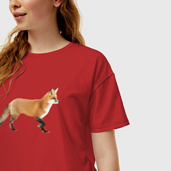 Футболка оверсайз женская Рыжая идущая лиса, цвет: красный — фото 2