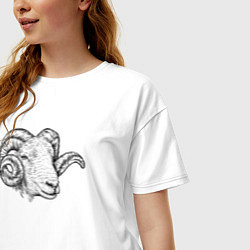 Футболка оверсайз женская Голова барашка, цвет: белый — фото 2