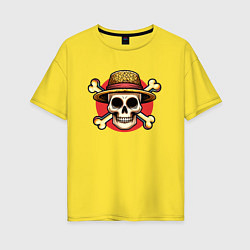 Футболка оверсайз женская Ван Пис - лого, цвет: желтый