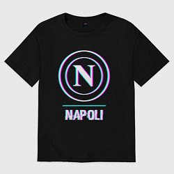 Футболка оверсайз женская Napoli FC в стиле glitch, цвет: черный
