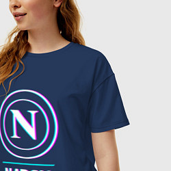 Футболка оверсайз женская Napoli FC в стиле glitch, цвет: тёмно-синий — фото 2