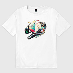 Футболка оверсайз женская Хаотичное сердце с наклейками, цвет: белый