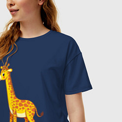 Футболка оверсайз женская Добрый жираф, цвет: тёмно-синий — фото 2