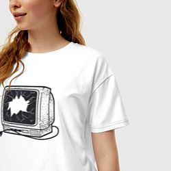 Футболка оверсайз женская Разбитый retro телевизор, цвет: белый — фото 2