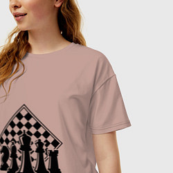 Футболка оверсайз женская The chessboard, цвет: пыльно-розовый — фото 2