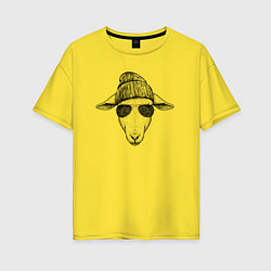 Футболка оверсайз женская Овечка в шапке, цвет: желтый