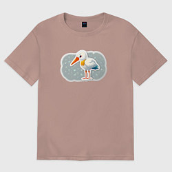 Футболка оверсайз женская Птенец черно белого аиста, цвет: пыльно-розовый