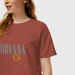 Футболка оверсайз женская Nirvana logo smile, цвет: кирпичный — фото 2