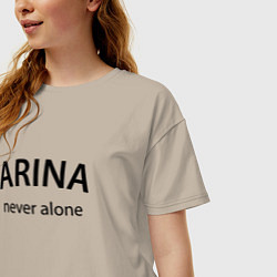 Футболка оверсайз женская Arina never alone - motto, цвет: миндальный — фото 2