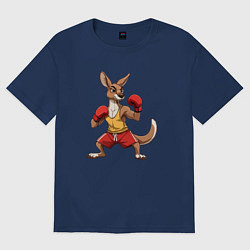 Футболка оверсайз женская Кенгуру боксёр в перчатках, цвет: тёмно-синий