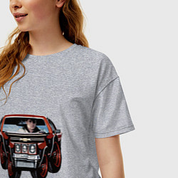 Футболка оверсайз женская Райан гослинг за рулём мем, цвет: меланж — фото 2