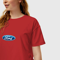 Футболка оверсайз женская FORD авто спорт лого, цвет: красный — фото 2