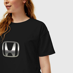 Футболка оверсайз женская Honda logo auto grey, цвет: черный — фото 2