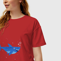 Футболка оверсайз женская Синяя акула, цвет: красный — фото 2