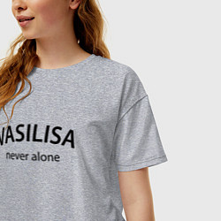 Футболка оверсайз женская Vasilisa never alone - motto, цвет: меланж — фото 2