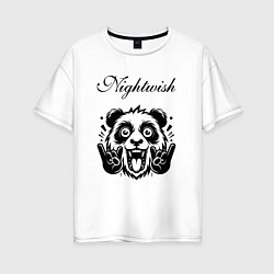 Футболка оверсайз женская Nightwish - rock panda, цвет: белый