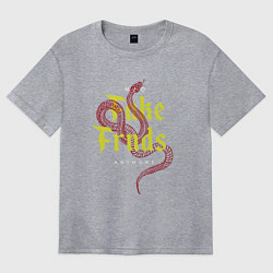 Футболка оверсайз женская No fake friends anymore, цвет: меланж