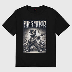 Футболка оверсайз женская Black kitten - punks not dead, цвет: черный