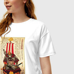 Футболка оверсайз женская Самурай Ода Нобутака: гравюра укиё-э, цвет: белый — фото 2