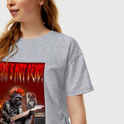 Футболка оверсайз женская Котяра гитарист - панк не умер, цвет: меланж — фото 2