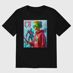 Футболка оверсайз женская Bart Simpson - cyberpunk ai art, цвет: черный
