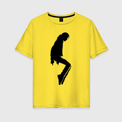 Футболка оверсайз женская Черный силуэт Майкла Джексона, цвет: желтый