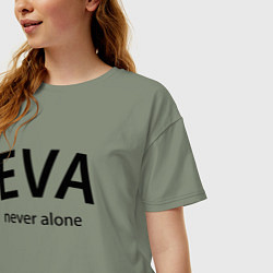 Футболка оверсайз женская Eva never alone - motto, цвет: авокадо — фото 2