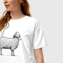 Футболка оверсайз женская Овечка новогодняя, цвет: белый — фото 2