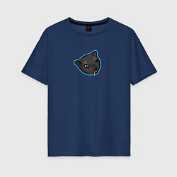 Футболка оверсайз женская Сонный котик, цвет: тёмно-синий