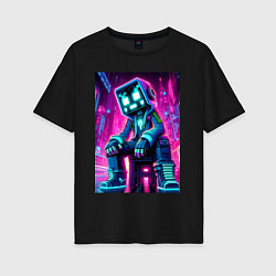 Футболка оверсайз женская Minecraft - dude in the neon city, цвет: черный
