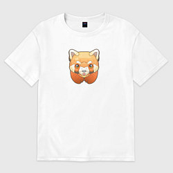 Футболка оверсайз женская Маленькая красная панда, цвет: белый