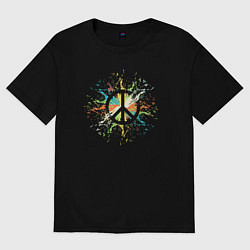 Футболка оверсайз женская Peace light, цвет: черный