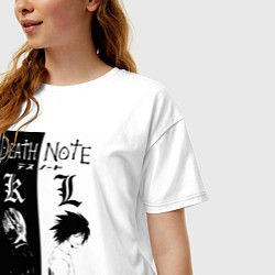 Футболка оверсайз женская Тетрадь смерти Лайт Ягами, цвет: белый — фото 2
