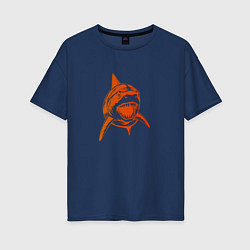 Футболка оверсайз женская Оранжевая акула, цвет: тёмно-синий