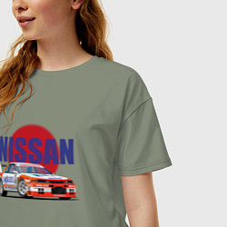 Футболка оверсайз женская Nissan Skyline GTR 32, цвет: авокадо — фото 2