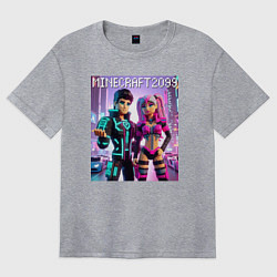 Футболка оверсайз женская Barbie and Ken Voxel ai art Minecraft 2099, цвет: меланж