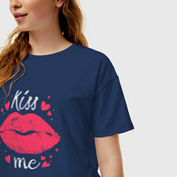 Футболка оверсайз женская Kiss me, цвет: тёмно-синий — фото 2