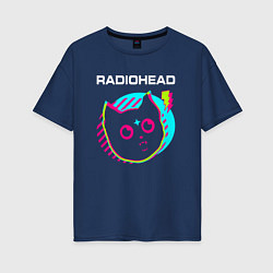 Футболка оверсайз женская Radiohead rock star cat, цвет: тёмно-синий