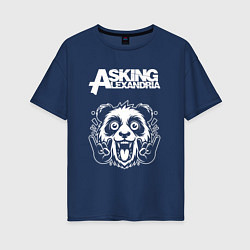 Футболка оверсайз женская Asking Alexandria rock panda, цвет: тёмно-синий