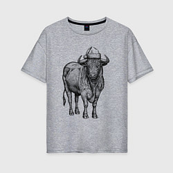 Футболка оверсайз женская Новогодний бык, цвет: меланж