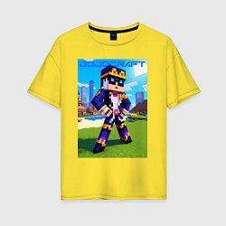 Женская футболка оверсайз Jotaro Kujo and Minecraft - collaboration