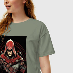 Футболка оверсайз женская Assassins creed профиль игрока, цвет: авокадо — фото 2