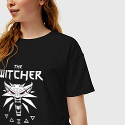 Футболка оверсайз женская Ведьмак 3 дикая охота логотип, цвет: черный — фото 2